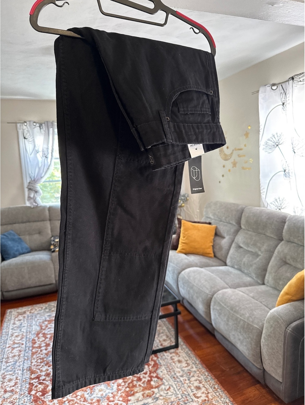 Men's relaxed Black Carpenter Pants Size 34x30 with Hammer Loop, New with Tags